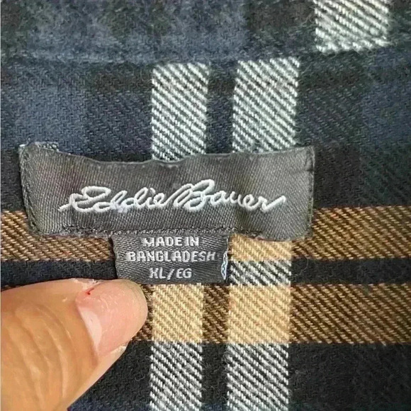 Eddie Bauer Bristol Flannel Shirt Mens Multi Color Plaid Dress Button Up XL - Picture 9 of 9